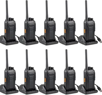 Zdjęcie produktu dla Radiotelefon Retevis RT27, PMR446 walkie-talkie 16 kanałów CTCSS/DCS VOX, z ładowarką USB Walkie Talkie na plac budowy, plac zabaw, do szkoły (10 sztuk, czarny)