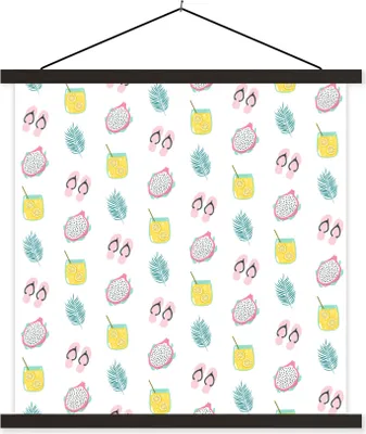 Produktbild von MuchoWow® Textilposter Sommer - Pastell - Muster 40x40 cm mit schwarzem Rahmen - Fotos