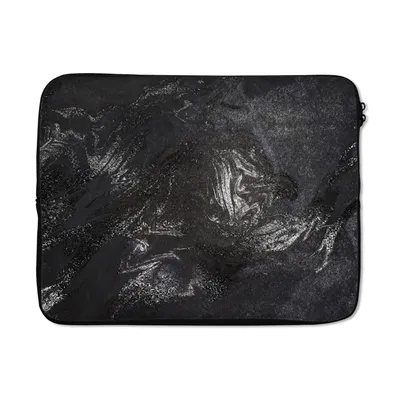 Produktbild von MuchoWow® Laptop Hülle 17 Zoll Laptoptasche Marmor - Steine - Schwarz - Zipper - Schutzabdeckung