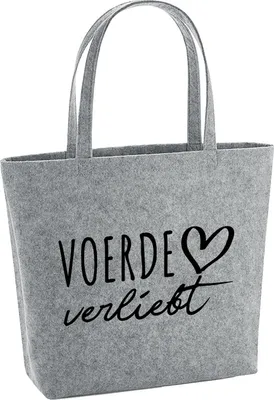 Produktbild von Huuraa Filzshopper Voerde (Niederrhein) verliebt 22 Liter Grey Melange Filztasche Geschenkidee