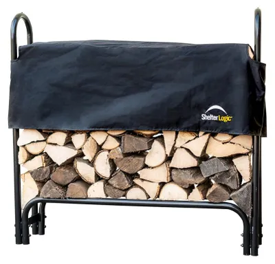 Produktbild von ShelterLogic Stahl Kaminholzregal inkl. Abdeckung Schwarz 126x25x118 cm