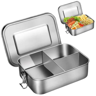 Edelstahl Lunchbox 3 Fächer 1L auslaufsicher spülmaschinengeeignet