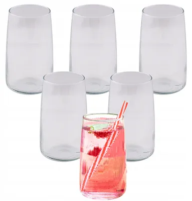 Zdjęcie produktu dla 6X Szklanka 500Ml Komplet Szklanek Prążkowanych Szklanka Prążkowana