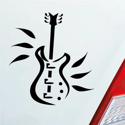Produktbild von Auto Aufkleber Gitarre E-Gitarre Instrument Metal Rock 10x9 cm Schwarz Glanz Sticker Heckscheibenaufkleber