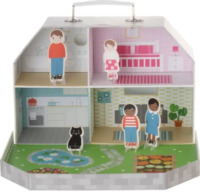 Produktbild von Sass & Belle  Tragbares Puppenhaus inklusive vier Figuren - ideal zum Mitnehmen auf Reisen
