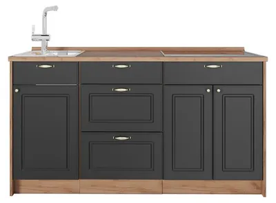 Produktbild von Küchenblock Vicco Fame-Line Anthrazit-Gold Landhaus 150 cm ohne Arbeitsplatte, Model 65406