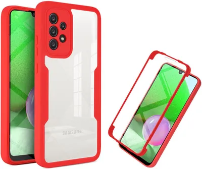 Obrázek produktu pro Samsung Galaxy A52 5G/4G Ochranné pouzdro, vestavěný chránič displeje 360° plná ochrana pouzdra na mobilní telefon pro Samsung A52 5G/4G Red