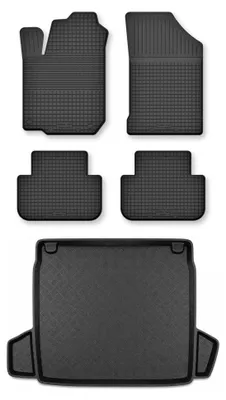 Zdjęcie produktu dla Dywaniki gumowe + mata bagażnika do Citroen C5 II X7 2008-2017 (sedan) – czarne, dobierane – Wielganizator Semi-Universal