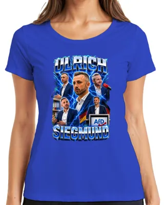 Productafbeelding van Ulrich Siegmund, AfD, Duitsland, patriottisme, statement, ironie, dames T-shirt, blauw, XXL