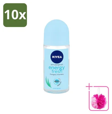 Obrázok produktu pre 10 kusov NIVEA Energy Fresh deodorant v roll-on forme pre ženy - 50 ml - výhodný balík - 10 kusov