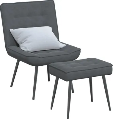Zdjęcie produktu dla vidaXL Fotel Relax z taboretem ciemnoszary aksamit