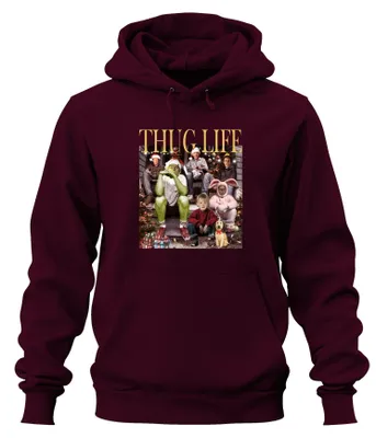 Produktbild von Thug Life Grinch Kevin Allein Zuhause - Weihnachten Hoodie Kapuzenpullover, Burgundy, 3XL