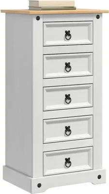 Image de vidaXL Table de chevet Corona blanche 53 x 39 x 103 cm en pin massif