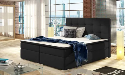 Produktbild von NABBI Gepolstert Doppelbett Insel 180 - schwarz (Sawana 14)