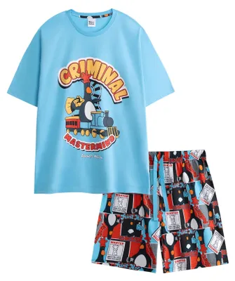 Productafbeelding van Wallace en Gromit - Pyjama voor heren, katoen, model NS10248 (maat L) (blauw)