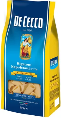 Produktbild von 10x Pasta De Cecco 100% Italienisch Rigatoni Napoletani n 124 Nudeln 500g