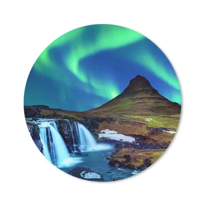 Produktbild von MuchoWow® Mauspad Mousepad Nordlicht - Sternenhimmel - Island - Berg - Grün - Wasserfall - See 30x30 cm - Mousepads - Maus Mat - Pad - Mausunterlage - Tischunterlage - Schreibtischmatten