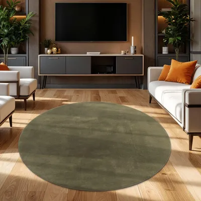 Produktbild von TT Home Wohnzimmer Teppich Hochflor Langflor Kunstfell Weich Modern Unifarben Flauschig Größe 160 cm Rund