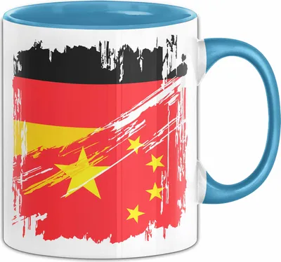 Produktbild von China Deutschland Flagge Halb Deutscher Halb Chinese Fußball Germany 2024 Europa China (Blau)