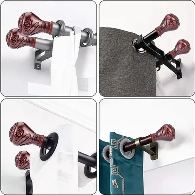 Kunststoff Gardinenstangen-Endkappen 27,8mm - Set von 4 Stück - Kokosbraun