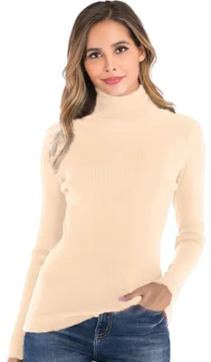 Produktbild von Damen Turtleneck Pullover mit langen Ärmeln in Beige