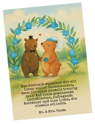 Produktbild von Mr. & Mrs. Panda Postkarte Bären Hochzeit Design - Weiß - Geschenk, Trauung, Ansichtskarte, Hochzeitstag, Grußkarte, Zur, Hochzeitsgeschenk, Hochzeitskarte, bildkarte