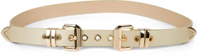 Produktbild von styleBREAKER Damen Gürtel mit doppelter goldener Schnalle und Lochnieten, B-Low Belt, Taillengürtel, kürzbar 03010121
