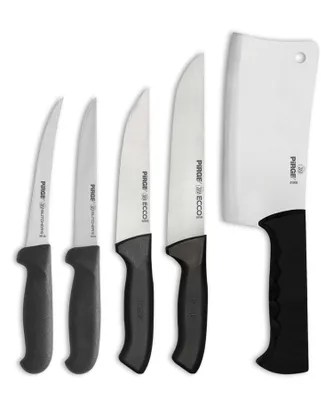 Produktbild von Pirge Metzgermesser Set 5 TLG Schlachtermesser - Fleischermesser - Exzellenter Schärfe Ausbeinmesser - Hackmesser