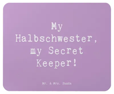 Produktbild von Mr. & Mrs. Panda Mauspad Spruch Halbschwester Geheimnishüter - Lavendeltraum - Geschenk, handgemacht, Mouse Pad, laptop mousepad, Patchworkfamilie, Dankeschön, Geschenke