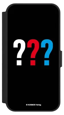 Produktbild von NIVOCASE Klapphülle für Apple iPhone 16e  Handyhülle aus Kunst Leder NIVOflip schwarz Logo Offizielles Lizenzprodukt Die drei ???