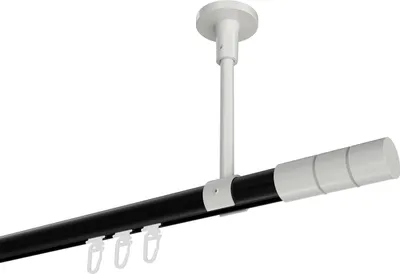 Produktbild von Interdeco Innenlaufstange / Gardinenstange mit Innenlauf Schwarz / Weiß, Typ Sonette Elanto (Rillenzylinder) Deckenmontage, 20 mm Ø 1-läufig, 140 cm