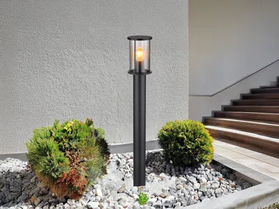 Produktbild von LED Pollerleuchten Gartenlaterne aus Edelstahl Außenleuchten Schwarz, Höhe 100cm
