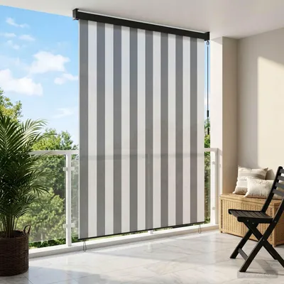 Zdjęcie produktu dla Maison Exclusive – roleta w kolorze antracytowym i białym, 80 x 250 cm, tkanina i aluminium