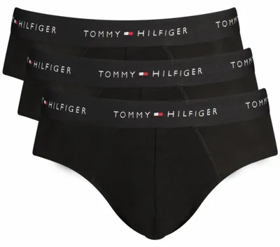 Produktbild von Herren-Slip Dreierpack Schwarz: Elastischer Bund & Logo-Design