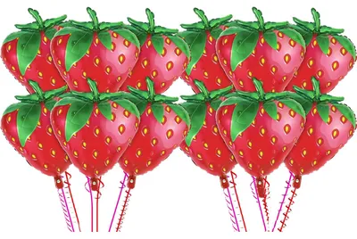 12 Erdbeer-Folienballons, 71 cm, rot, Fruchtballons, Partydeko