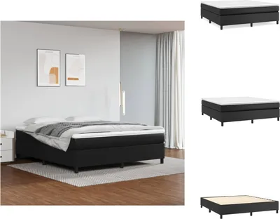 Obrázok produktu pre vidaXL Box spring bed black 160x200 cm Imitácia kože - Postele a rámy postelí