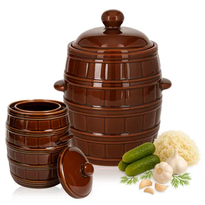 Produktbild von SuperButelki.pl - Gärtopf Steinguttopf mit Deckel Sauerkrauttopf 5L Topf mit Deckel Set 5000ml
