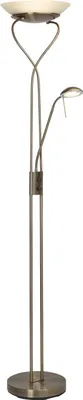 Produktbild von BRILLIANT LED Deckenfluter Ollie | klassische Standleuchte mit Lesearm | Metall/Glas | messing | dimmbar | 26 W