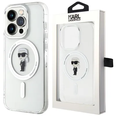 Zdjęcie produktu dla Etui Karl Lagerfeld IML Ikonik MagSafe do iPhone'a 15 Pro, przezroczyste