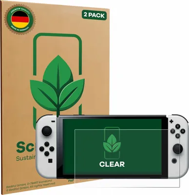 Produktbild von 2x ScreenLeaf Schutzfolie für Nintendo Switch OLED-Modell nachhaltiger Displayschutz Display Schutz Folie Klar Transparent