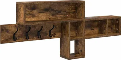 Image de Porte-manteau mural avec étagère Chêne fumé 100 x 12 x 43,5 cm