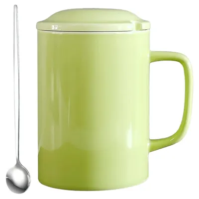 Productafbeelding van Extra grote keramische mok van 1000 ml, met deksel en lepel