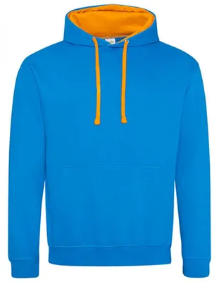 Produktbild von Just Hoods JH003 | Varsity Herren Hoodie / Kaputzenpullover - Farbe: Sapphire Blue/Orange Crush - Größe: L