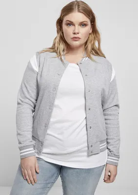 Obrázek produktu pro Dámská mikina Urban Classics Ladies Organic Inset College Sweat Jacket grey/white - XS