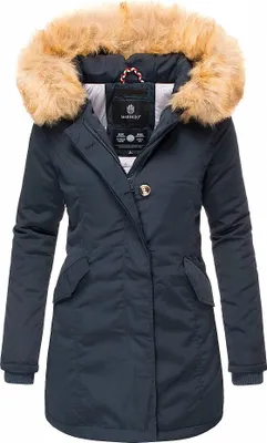 Produktbild von Marikoo Karmaa Damen Winter Jacke Stepp Parka Mantel Winterjacke warm gefüttert Blau Gr. 36 - S