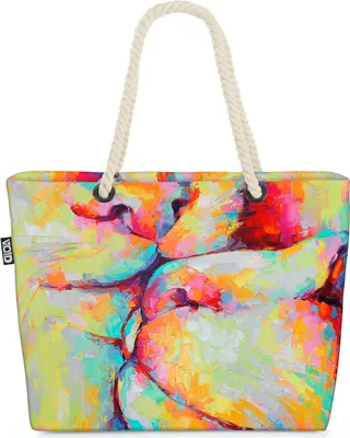 Produktbild von VOID Abstrakt Farben Gemälde Strandtasche Shopper 58x38x16cm 23L XXL Einkaufstasche Tasche Reisetasche Beach Bag