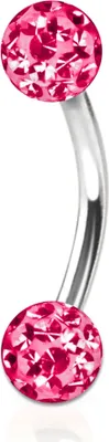 Produktbild von viva-adorno Piercing Banane Augenbrauenpiercing Multikristall Epoxy Zirkonia Ferido Kugeln verschiedene Farben Z356, pink