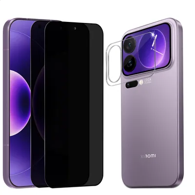 Obrázek produktu pro 2-balení Xiaomi 17 Pro Max Ochranné sklo na displej Privacy & 1-balení ochrana objektivu - Tvrzené sklo 9H - Super kvalita 3D