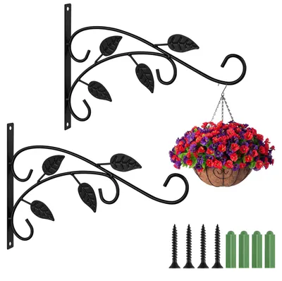 2er-Set Wandhaken aus Eisen, schwarz, bis 5 kg, für Pflanzenampeln