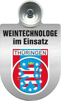 Produktbild von Einsatzschild mit Saugnapf - Weintechnologe im Einsatz - incl. Regionenwappen nach Wahl 393840 Color - Region Thüringen
